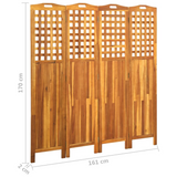 vidaXL 4-Panel Room Divider 63.4"x0.8"x66.9" Solid Acacia Wood - WhatYouNeedSales