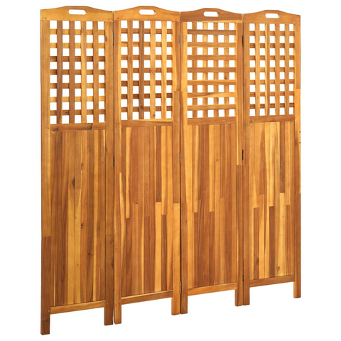 vidaXL 4-Panel Room Divider 63.4"x0.8"x66.9" Solid Acacia Wood - WhatYouNeedSales