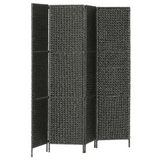 vidaXL 4-Panel Room Divider Black 60.6"x63"  Water Hyacinth - WhatYouNeedSales