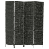 vidaXL 4-Panel Room Divider Black 60.6"x63"  Water Hyacinth - WhatYouNeedSales