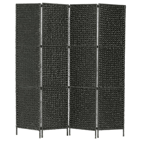 vidaXL 4-Panel Room Divider Black 60.6"x63"  Water Hyacinth - WhatYouNeedSales