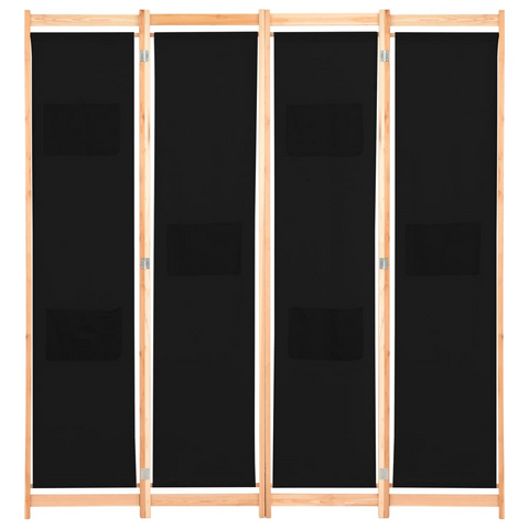 vidaXL 4-Panel Room Divider Black 62.9"x66.9"x1.6" Fabric - WhatYouNeedSales