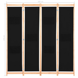 vidaXL 4-Panel Room Divider Black 62.9"x66.9"x1.6" Fabric - WhatYouNeedSales