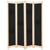 vidaXL 4-Panel Room Divider Black 62.9"x66.9"x1.6" Fabric - WhatYouNeedSales