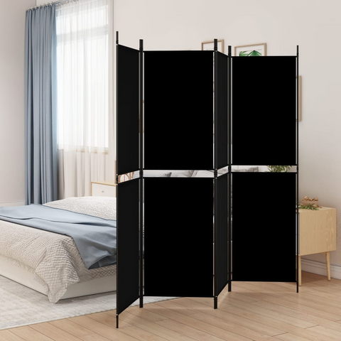 vidaXL 4-Panel Room Divider Black 78.7"x70.9" Fabric - WhatYouNeedSales