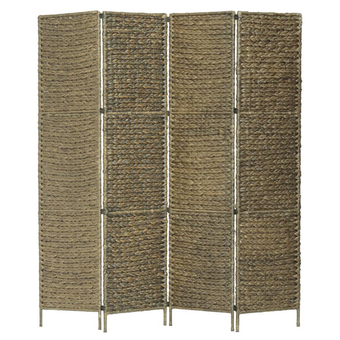 vidaXL 4-Panel Room Divider Brown 60.6"x63" Water Hyacinth - WhatYouNeedSales