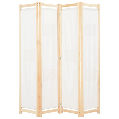 vidaXL 4-Panel Room Divider Cream 62.9"x66.9"x1.6" Fabric - WhatYouNeedSales