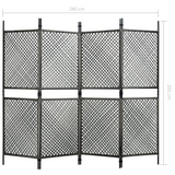 vidaXL 4-Panel Room Divider Poly Rattan Anthracite 94.5"x78.7" - WhatYouNeedSales