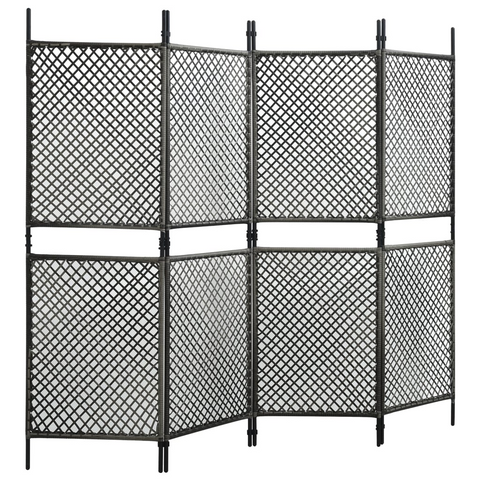 vidaXL 4-Panel Room Divider Poly Rattan Anthracite 94.5"x78.7" - WhatYouNeedSales