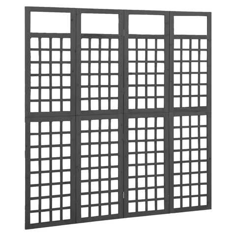 vidaXL 4-Panel Room Divider/Trellis Solid Fir Wood Black 63.4"x70.9" - WhatYouNeedSales