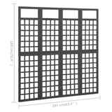 vidaXL 4-Panel Room Divider/Trellis Solid Fir Wood Black 63.4"x70.9" - WhatYouNeedSales