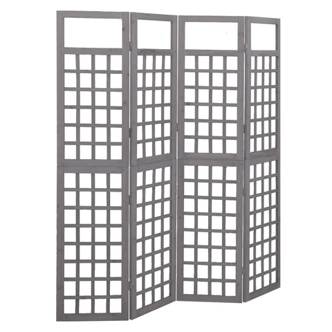 vidaXL 4-Panel Room Divider/Trellis Solid Fir Wood Gray 63.4"x70.9" - WhatYouNeedSales