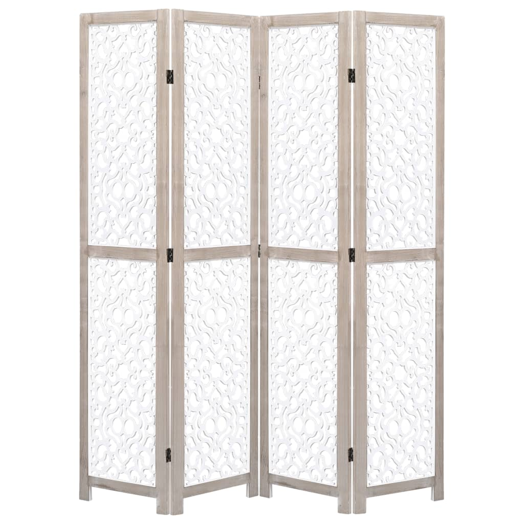 vidaXL 4-Panel Room Divider White 55.1"x65" Solid Wood - WhatYouNeedSales