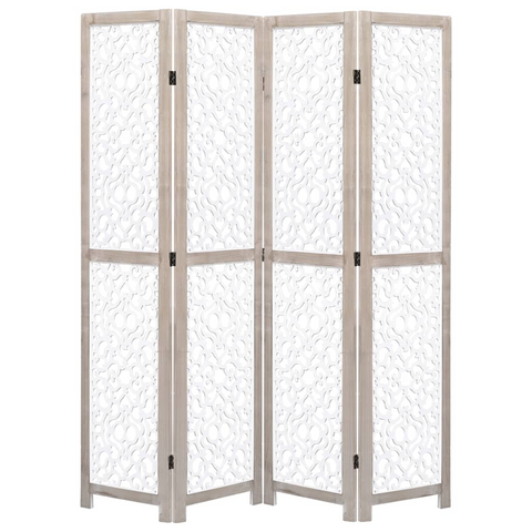 vidaXL 4-Panel Room Divider White 55.1"x65" Solid Wood - WhatYouNeedSales