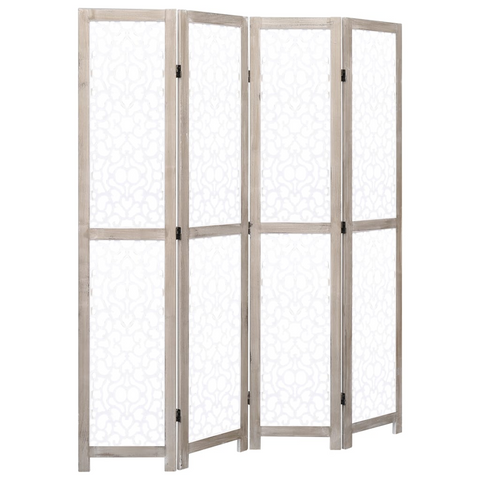 vidaXL 4-Panel Room Divider White 55.1"x65" Solid Wood - WhatYouNeedSales