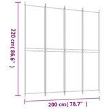 vidaXL 4-Panel Room Divider White 78.7"x86.6" Fabric - WhatYouNeedSales