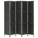 vidaXL 5-Panel Room Divider Black 76"x63" Water Hyacinth - WhatYouNeedSales