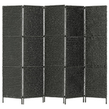 vidaXL 5-Panel Room Divider Black 76"x63" Water Hyacinth - WhatYouNeedSales