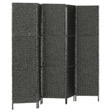 vidaXL 5-Panel Room Divider Black 76"x63" Water Hyacinth - WhatYouNeedSales