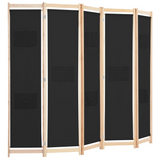 vidaXL 5-Panel Room Divider Black 78.7"x66.9"x1.6" Fabric - WhatYouNeedSales