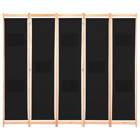 vidaXL 5-Panel Room Divider Black 78.7"x66.9"x1.6" Fabric - WhatYouNeedSales