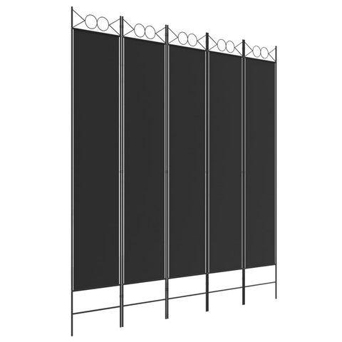 vidaXL 5-Panel Room Divider Black 78.7"x86.6" Fabric - WhatYouNeedSales