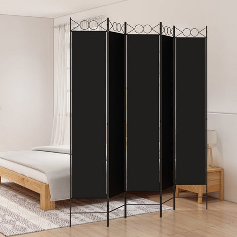 vidaXL 5-Panel Room Divider Black 78.7"x86.6" Fabric - WhatYouNeedSales