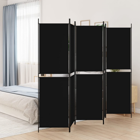 vidaXL 5-Panel Room Divider Black 98.4"x78.7" Fabric - WhatYouNeedSales