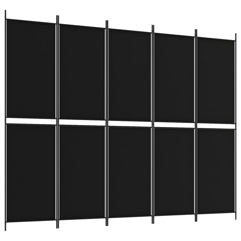 vidaXL 5-Panel Room Divider Black 98.4"x78.7" Fabric - WhatYouNeedSales