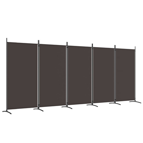 vidaXL 5-Panel Room Divider Brown 170.5"x70.9" Fabric - WhatYouNeedSales