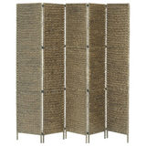 vidaXL 5-Panel Room Divider Brown 76"x63" Water Hyacinth - WhatYouNeedSales