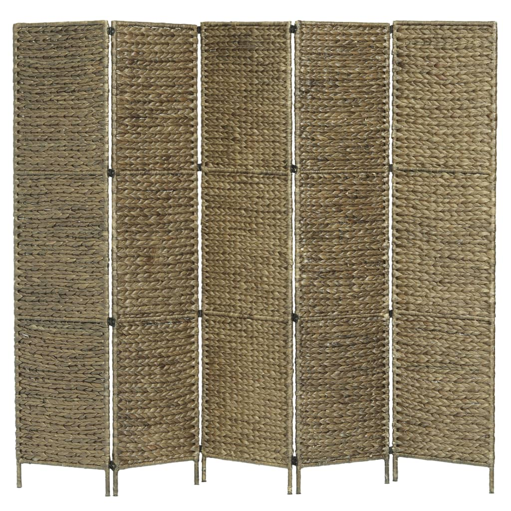 vidaXL 5-Panel Room Divider Brown 76"x63" Water Hyacinth - WhatYouNeedSales