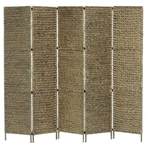 vidaXL 5-Panel Room Divider Brown 76"x63" Water Hyacinth - WhatYouNeedSales