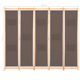 vidaXL 5-Panel Room Divider Brown 78.7"x66.9"x1.6" Fabric - WhatYouNeedSales