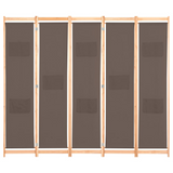 vidaXL 5-Panel Room Divider Brown 78.7"x66.9"x1.6" Fabric - WhatYouNeedSales