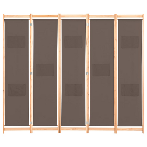 vidaXL 5-Panel Room Divider Brown 78.7"x66.9"x1.6" Fabric - WhatYouNeedSales