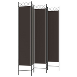 vidaXL 5-Panel Room Divider Brown 78.7"x86.6" Fabric - WhatYouNeedSales