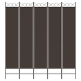 vidaXL 5-Panel Room Divider Brown 78.7"x86.6" Fabric - WhatYouNeedSales