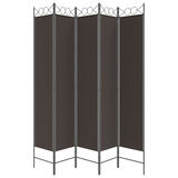 vidaXL 5-Panel Room Divider Brown 78.7"x86.6" Fabric - WhatYouNeedSales