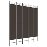 vidaXL 5-Panel Room Divider Brown 78.7"x86.6" Fabric - WhatYouNeedSales