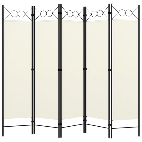 vidaXL 5-Panel Room Divider Cream White 78.7"x70.9" - WhatYouNeedSales