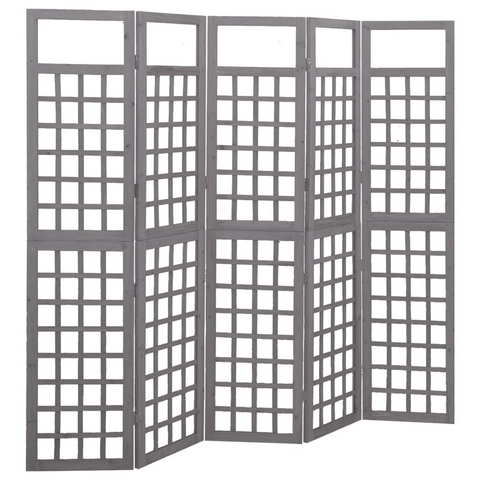 vidaXL 5-Panel Room Divider/Trellis Solid Fir Wood Gray 79.3"x70.9" - WhatYouNeedSales