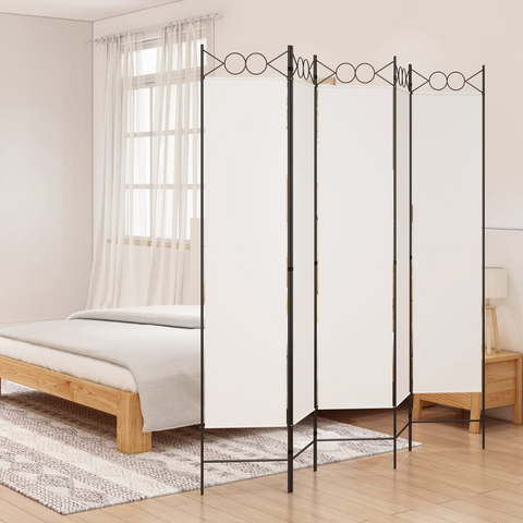 vidaXL 5-Panel Room Divider White 78.7"x78.7" Fabric - WhatYouNeedSales