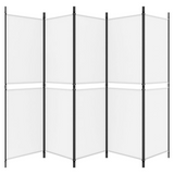 vidaXL 5-Panel Room Divider White 98.4"x70.9" Fabric - WhatYouNeedSales