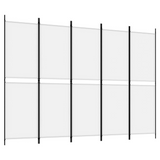 vidaXL 5-Panel Room Divider White 98.4"x70.9" Fabric - WhatYouNeedSales