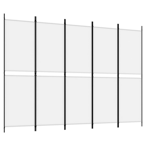 vidaXL 5-Panel Room Divider White 98.4"x70.9" Fabric - WhatYouNeedSales