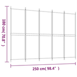 vidaXL 5-Panel Room Divider White 98.4"x70.9" Fabric - WhatYouNeedSales