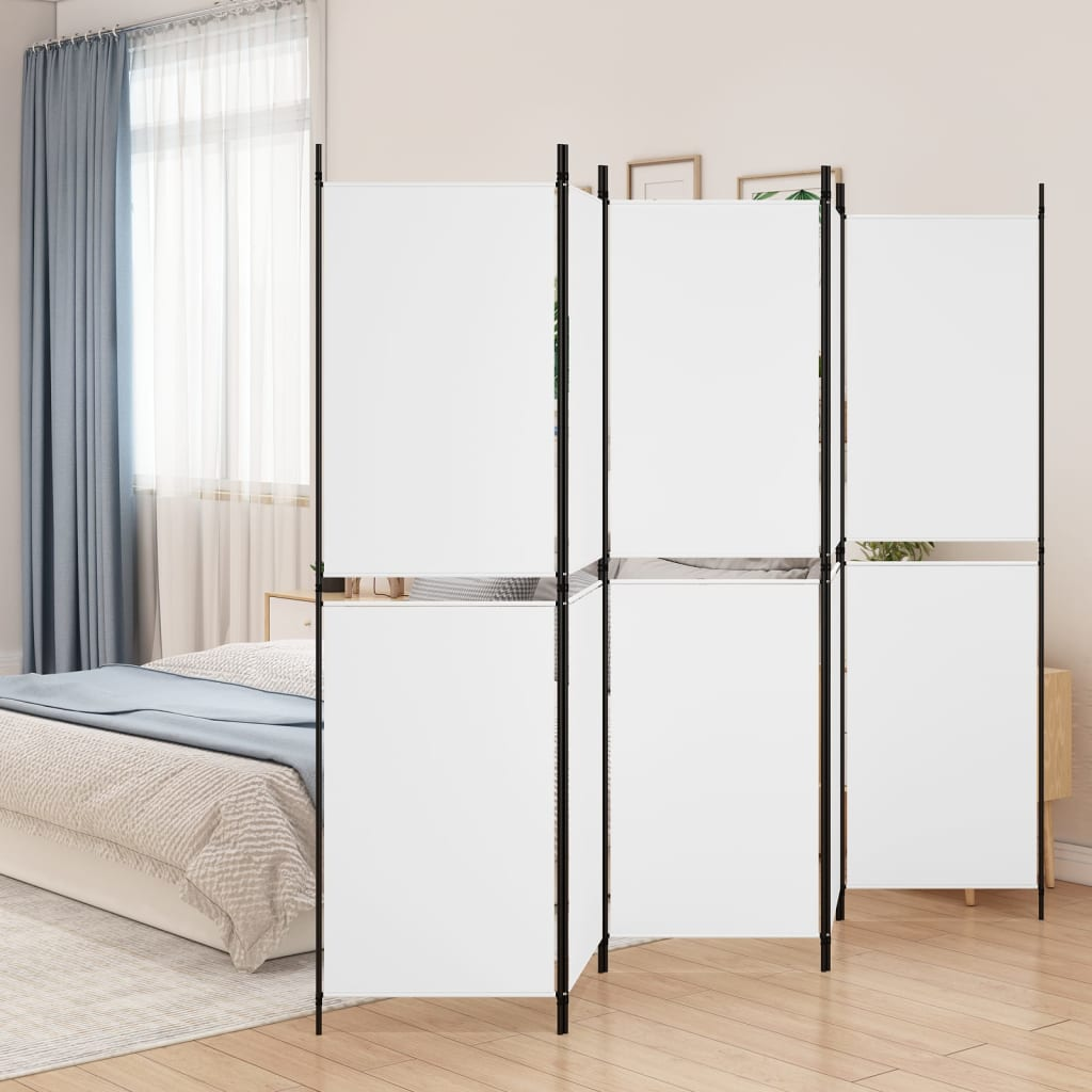 vidaXL 5-Panel Room Divider White 98.4"x70.9" Fabric - WhatYouNeedSales