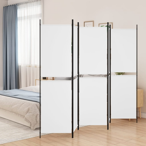 vidaXL 5-Panel Room Divider White 98.4"x78.7" Fabric - WhatYouNeedSales