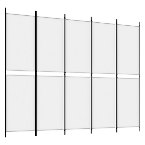 vidaXL 5-Panel Room Divider White 98.4"x78.7" Fabric - WhatYouNeedSales